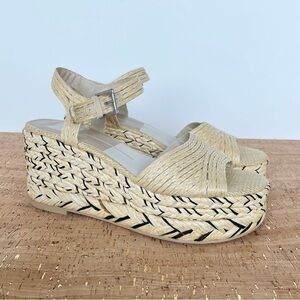 Dolce Vita Tiago Platform Wedge Sandals Natural Raffia ankle-strap espadrille